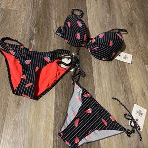 Body Glove - Black Stripe Watermelon Essence Bikini Bottoms (2 diff styles, XS)